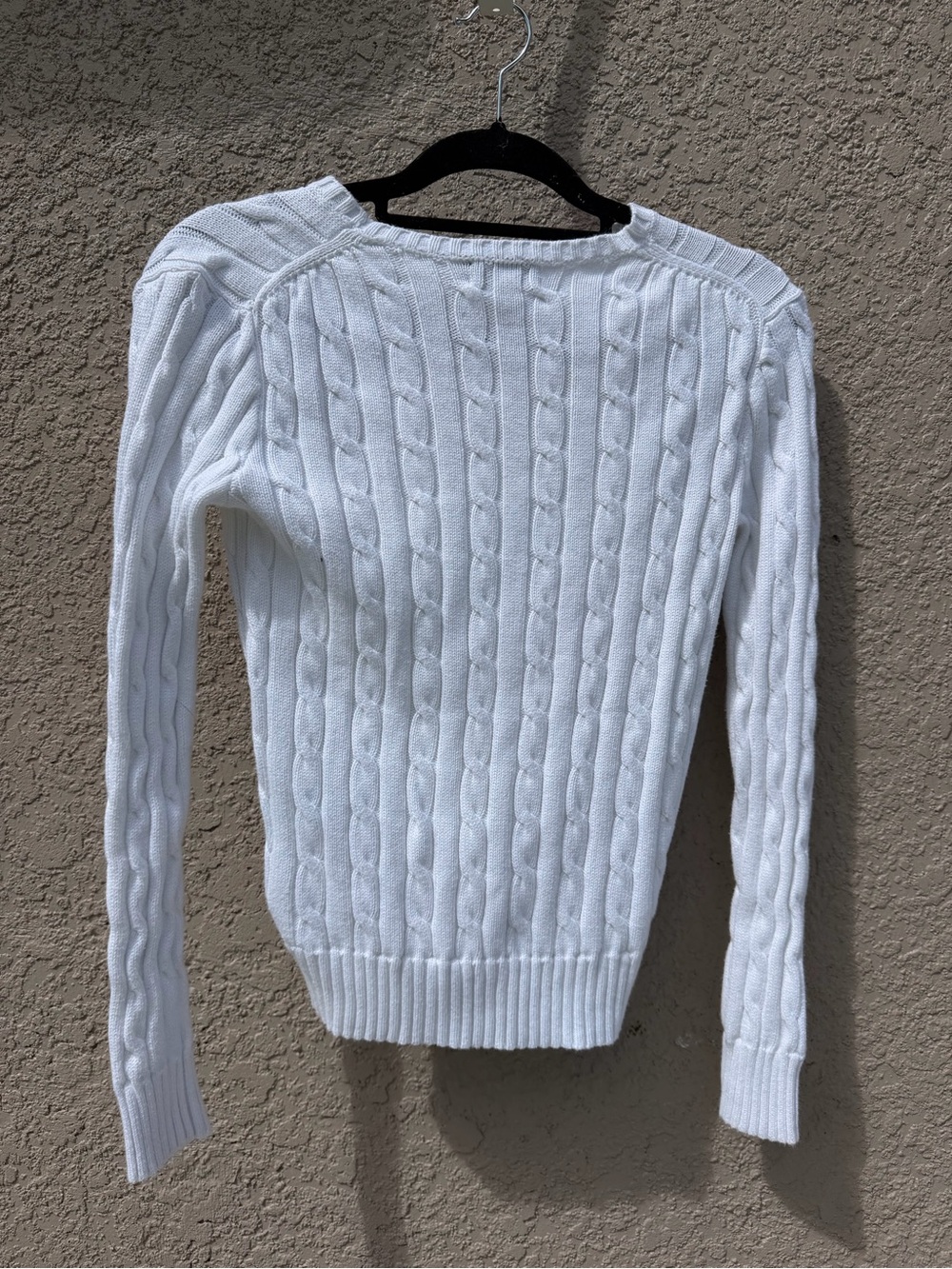 Ralph Lauren White Cable-Knit Crewneck Sweater - Picture 2 of 5